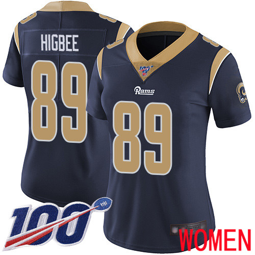 Los Angeles Rams Limited Navy Blue Women Tyler Higbee Home Jersey NFL Football #89 100th Season Vapor Untouchable->los angeles rams->NFL Jersey